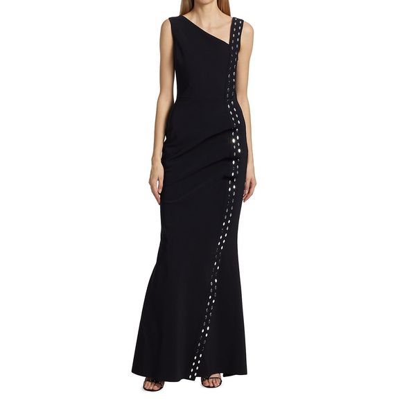 Chiara Boni La Petite Robe Cibeless Embellished Asymmetric-Neckline Gown - Picture 2 of 11